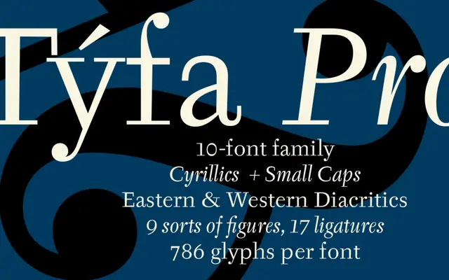 Týfa Antikva specimen from Storm Type Foundry