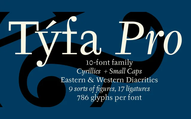 Týfa Antikva specimen from Storm Type Foundry