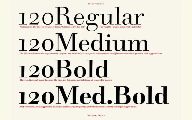 Walbaum 2010 Pro specimen from Storm Type Foundry