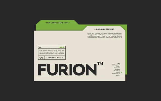 GC Furion – Modern Futuristic Sans specimen from Studio 2AM