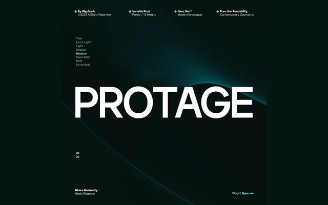 GC Protage – Pure Modern Clarity specimen from Studio 2AM