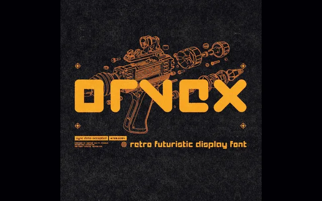 ORVEX – Retro Futuristic Display Font specimen from Studio 2AM