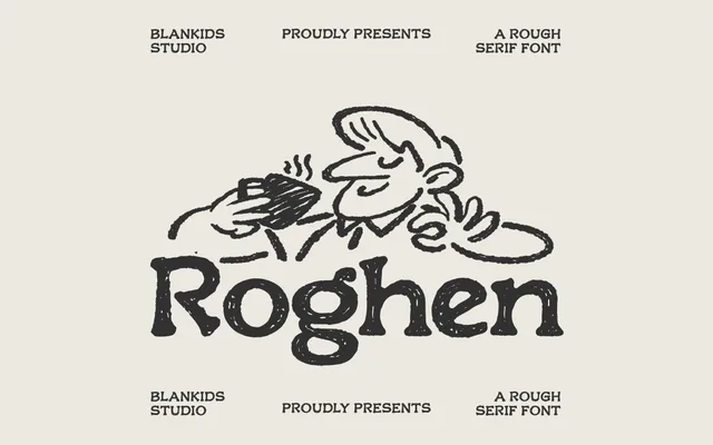 Roghen a Rough Serif Font specimen from Studio 2AM
