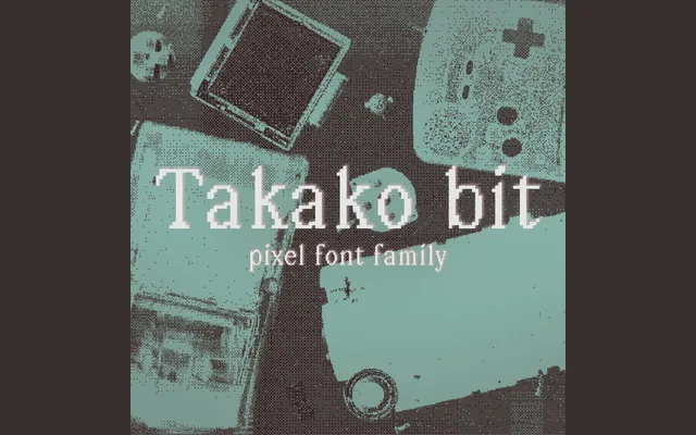 Takako Bit - Pixel serif font family specimen from Studio 2AM