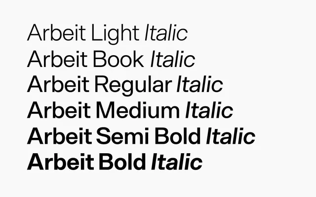Arbeit specimen from Studio Few