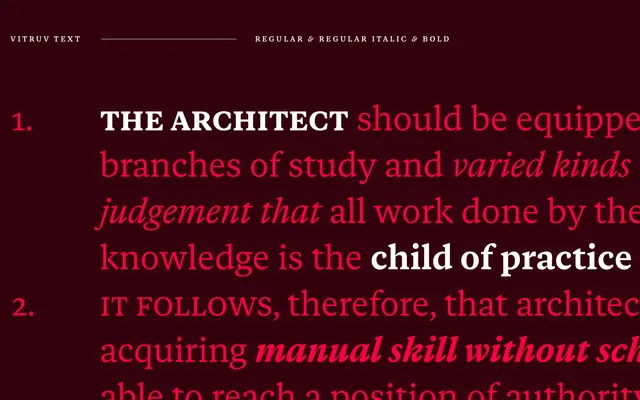 Vitruv Text specimen from Studio Rene Bieder
