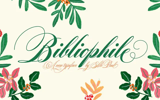 Bibliophile Script specimen from Sudtipos