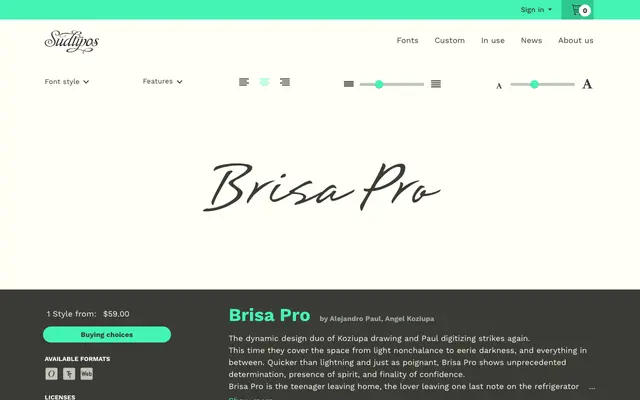 Brisa Pro specimen from Sudtipos