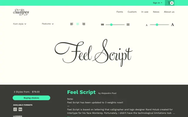 Feel Script specimen from Sudtipos