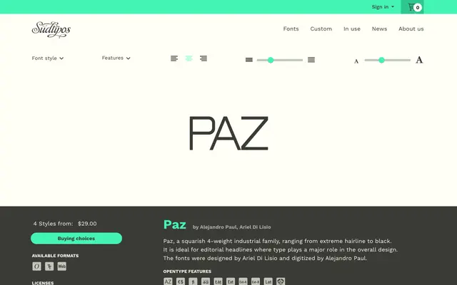 Paz specimen from Sudtipos