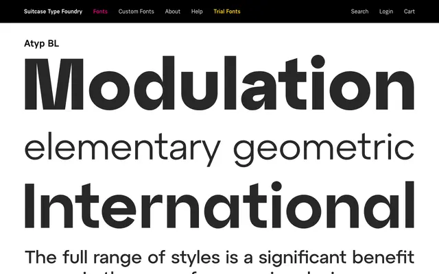 Atyp BL specimen from Suitcase Type Foundry