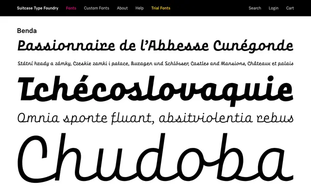 Benda specimen from Suitcase Type Foundry