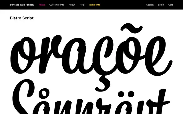 Bistro Script specimen from Suitcase Type Foundry