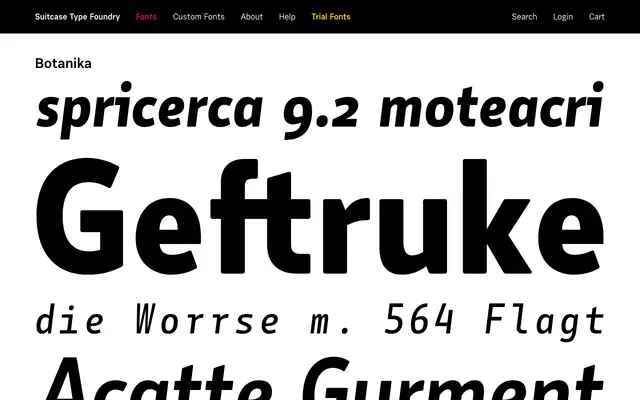 Botanika specimen from Suitcase Type Foundry