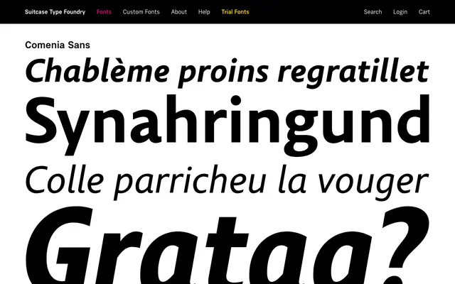 Comenia Sans specimen from Suitcase Type Foundry