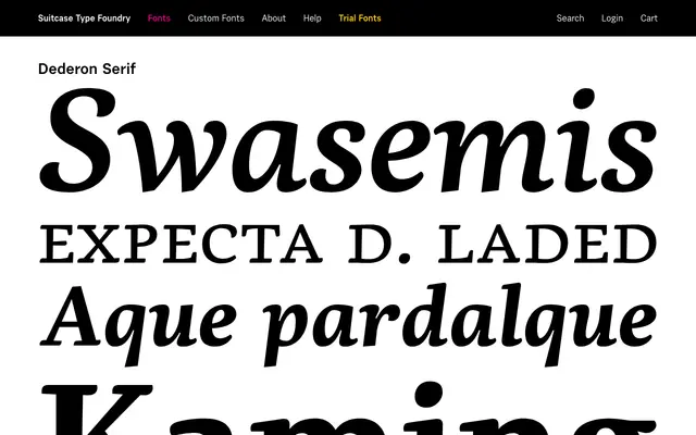 Dederon Serif specimen from Suitcase Type Foundry