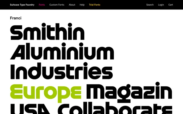 Franci specimen from Suitcase Type Foundry