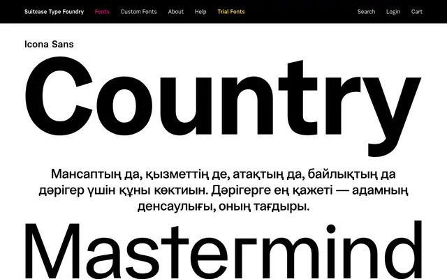 Icona Sans specimen from Suitcase Type Foundry