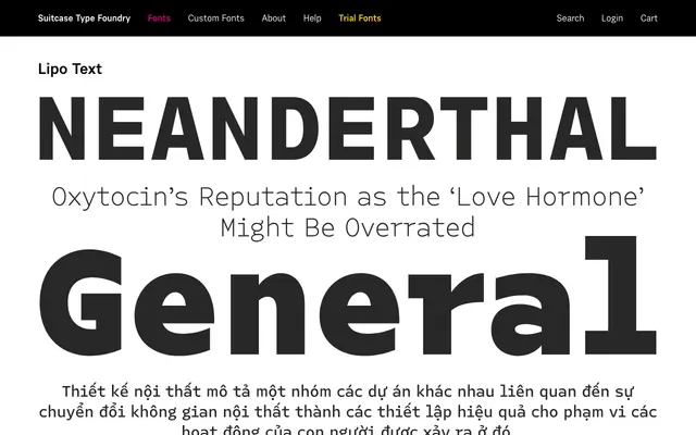 Lipo Text specimen from Suitcase Type Foundry