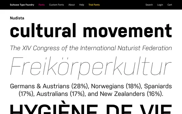 Nudista specimen from Suitcase Type Foundry