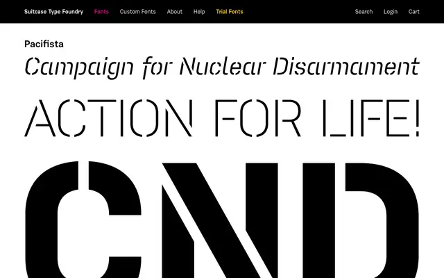 Pacifista specimen from Suitcase Type Foundry