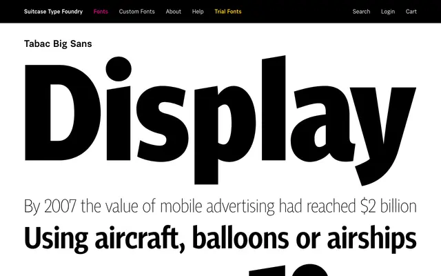 Tabac Big Sans specimen from Suitcase Type Foundry