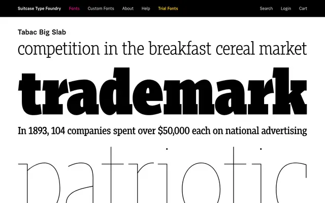 Tabac Big Slab specimen from Suitcase Type Foundry