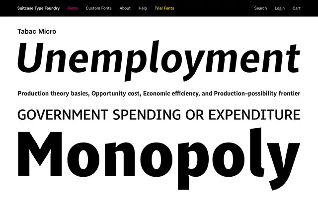 Tabac Micro specimen from Suitcase Type Foundry
