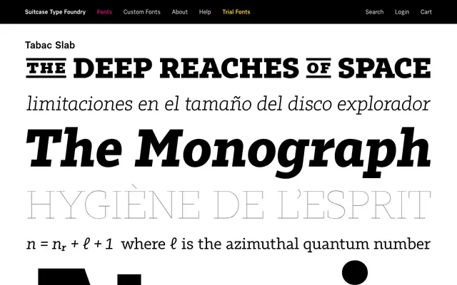 Tabac Slab specimen from Suitcase Type Foundry