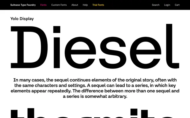 Yolo Display specimen from Suitcase Type Foundry