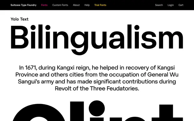 Yolo Text specimen from Suitcase Type Foundry