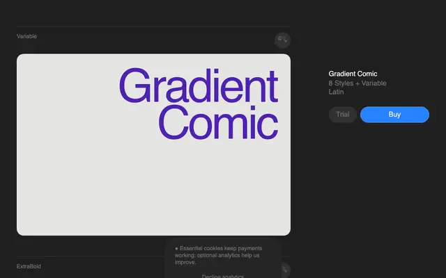 Gradient Comic specimen from Superior Type