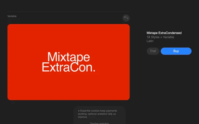Mixtape ExtraCondensed specimen from Superior Type