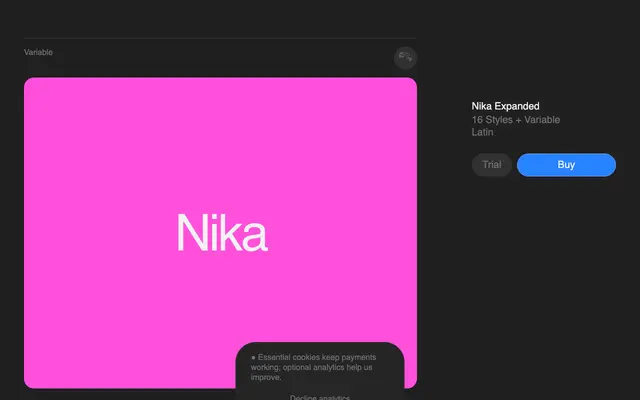 Nika Expanded specimen from Superior Type