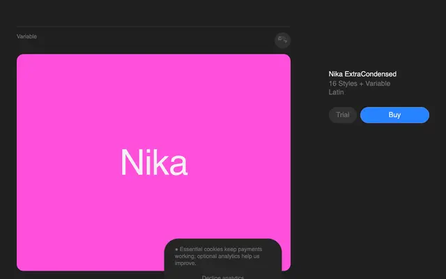 Nika ExtraCondensed specimen from Superior Type