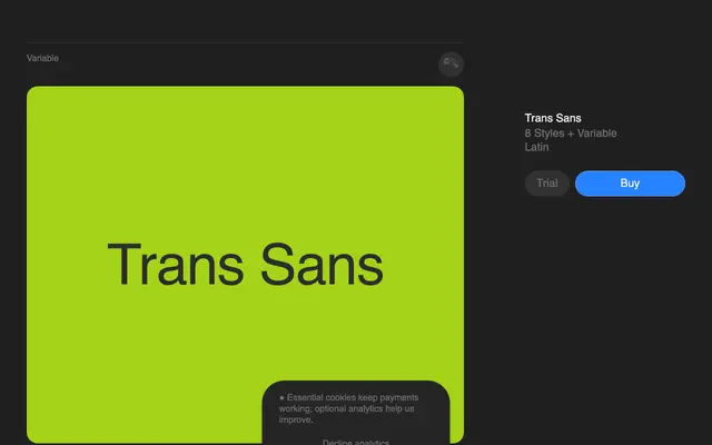 Trans Sans specimen from Superior Type