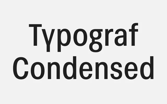 Typograf Condensed specimen from Superior Type