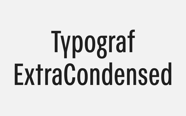 Typograf ExtraCondensed specimen from Superior Type
