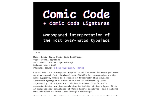 Comic Code specimen from Tabular Type Foundry