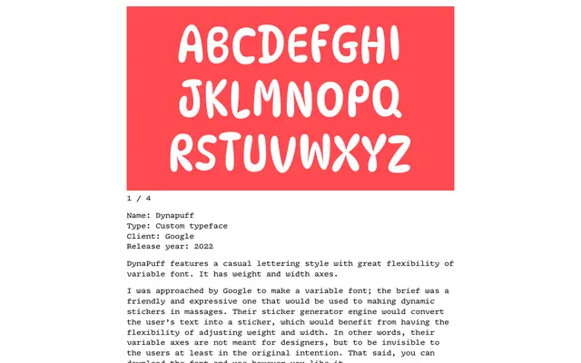DynaPuff specimen from Tabular Type Foundry
