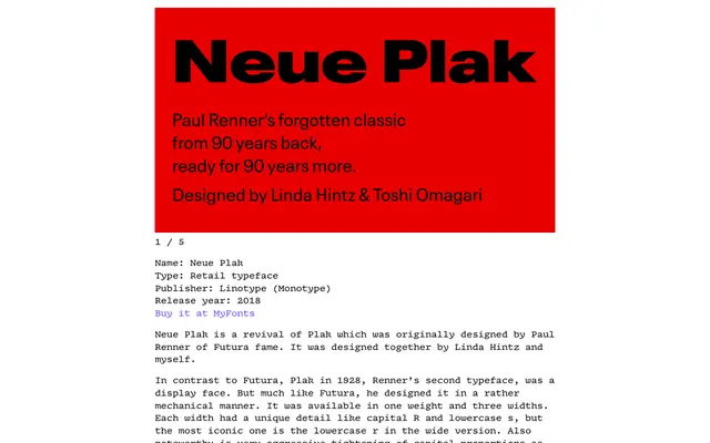 Neue Plak specimen from Tabular Type Foundry