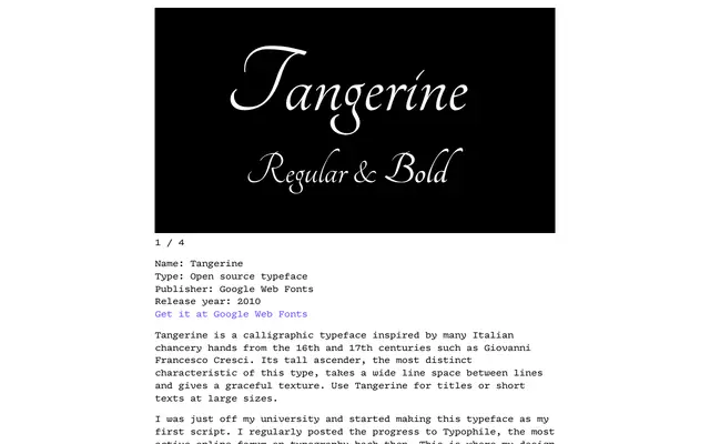 Tangerine specimen from Tabular Type Foundry