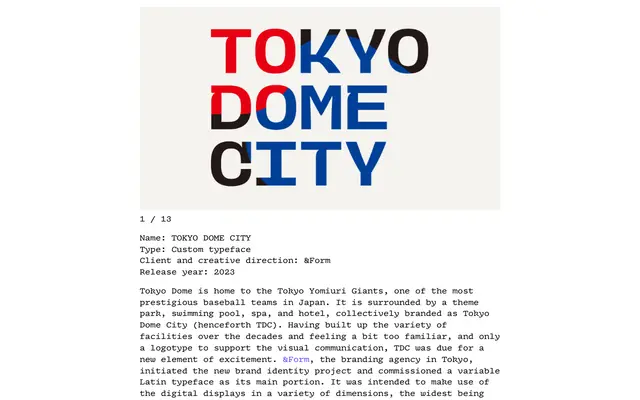 Tokyo Dome City specimen from Tabular Type Foundry