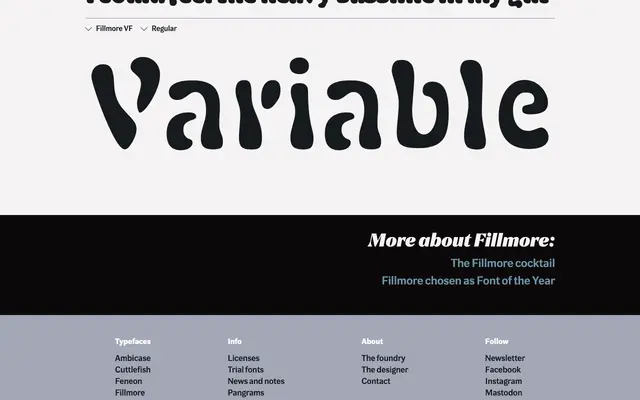 Fillmore specimen from Teeline Fonts
