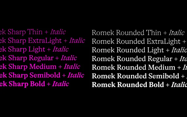 Romek specimen from The Designers Foundry
