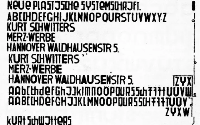 Architype Schwitters specimen from The Foundry Types