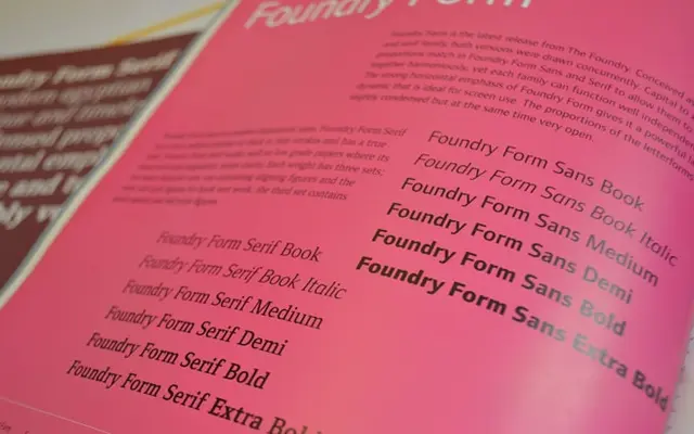 Foundry Form Sans specimen from The Foundry Types