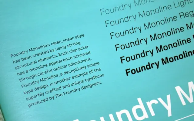Foundry Monoline specimen from The Foundry Types