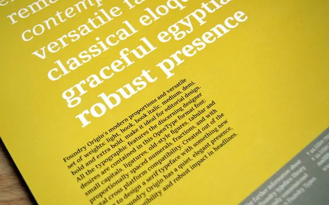 Foundry Origin specimen from The Foundry Types