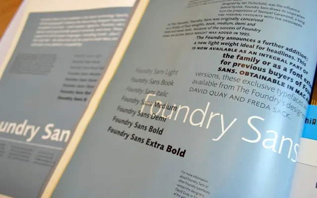 Foundry Sans specimen from The Foundry Types